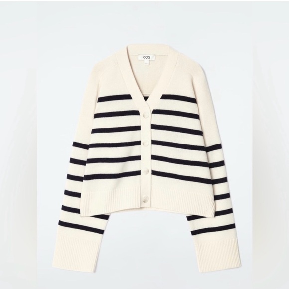 COS Sweaters - COS Women's Cardigan Sweater - Cream and Black Stripes